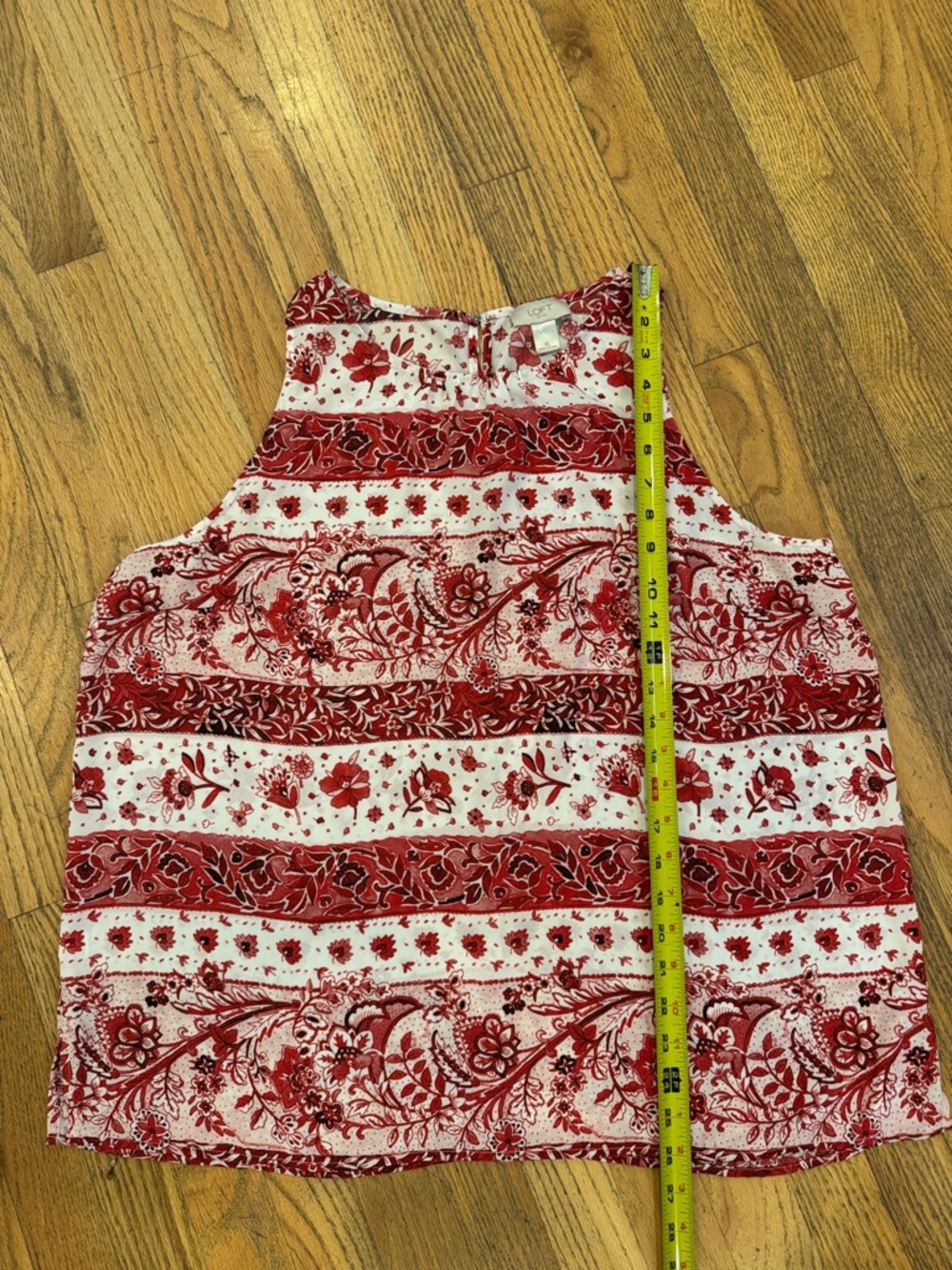 LOFT Outlet Red and White Floral Tank Top Size:XL - Picture 4 of 9